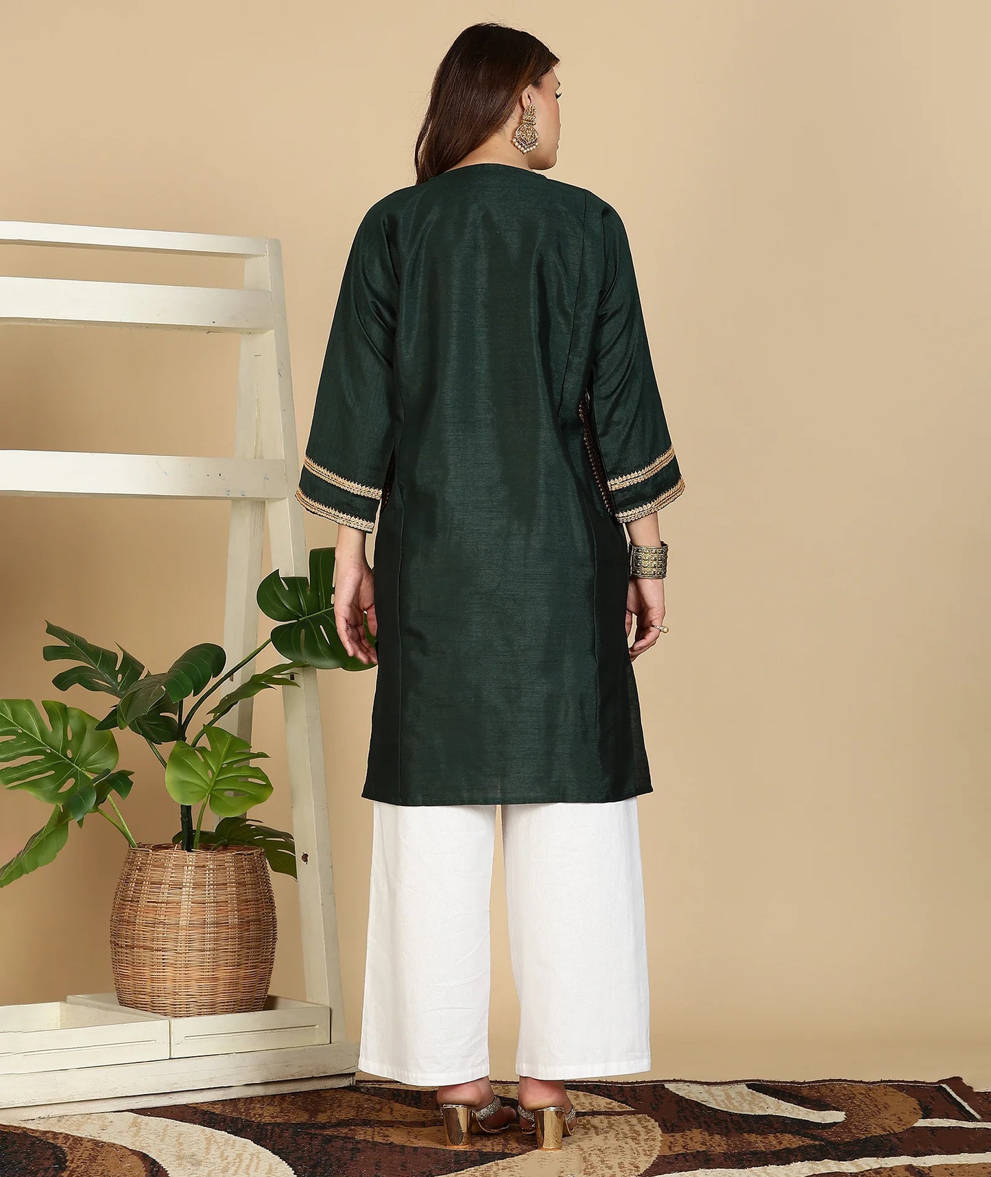 Silk Pheran | Tilla Embroidered | Black Forest Green