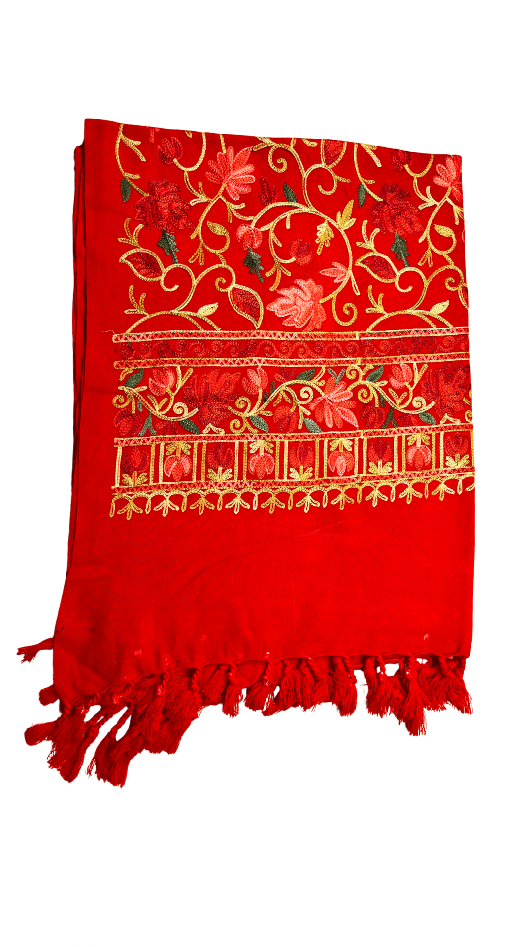 Kashmiri Embroidered Shawl | Royal Red | Aari Embroidered