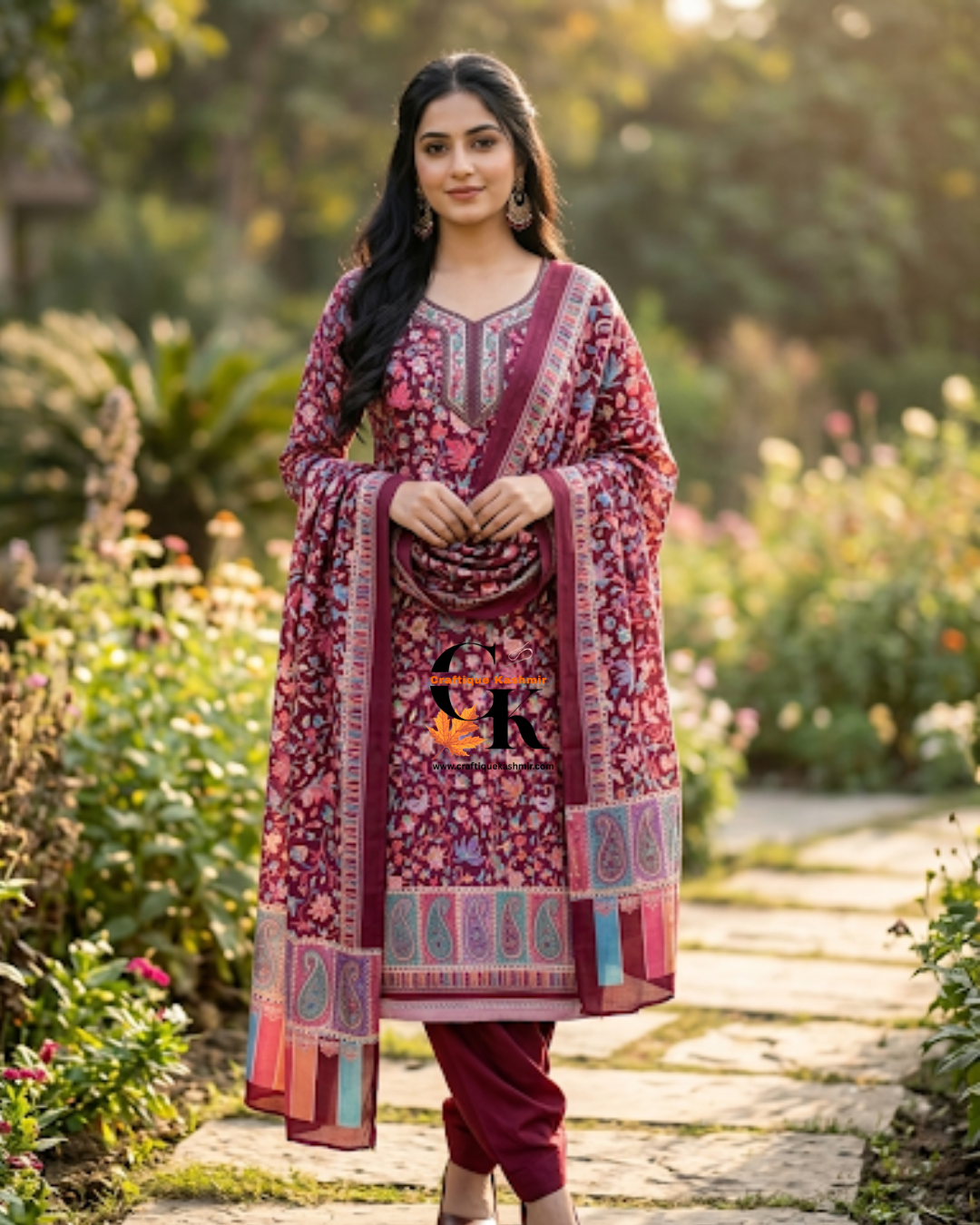 Summer Super Cotton Three Piece Kashmiri Suit | Magenta and Multicolored Printed Motifs | Un-Stitched Suit, Salwar and Dupatta