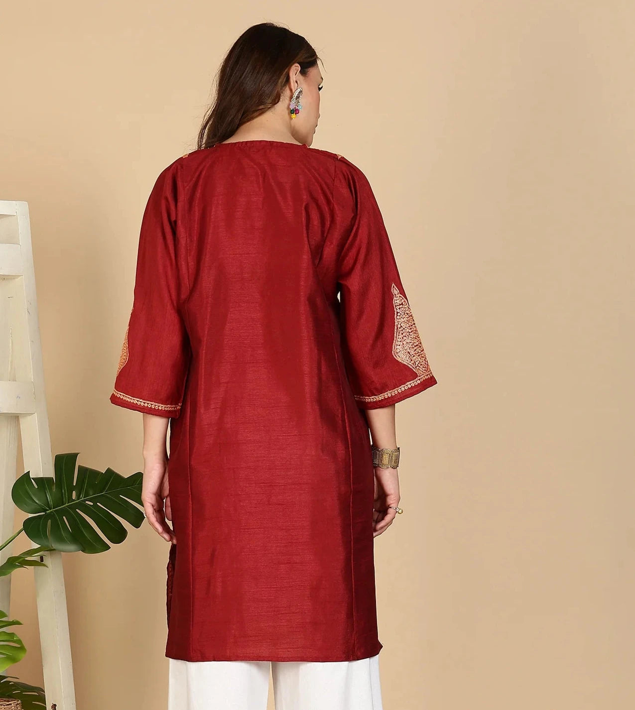 Till Embroidered Pheran | Maroon Colored | Premium Silk