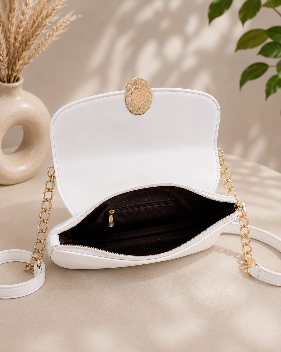 Elegant White Kashmiri Embroidered Sling Bag | Crossbody Purse for Women