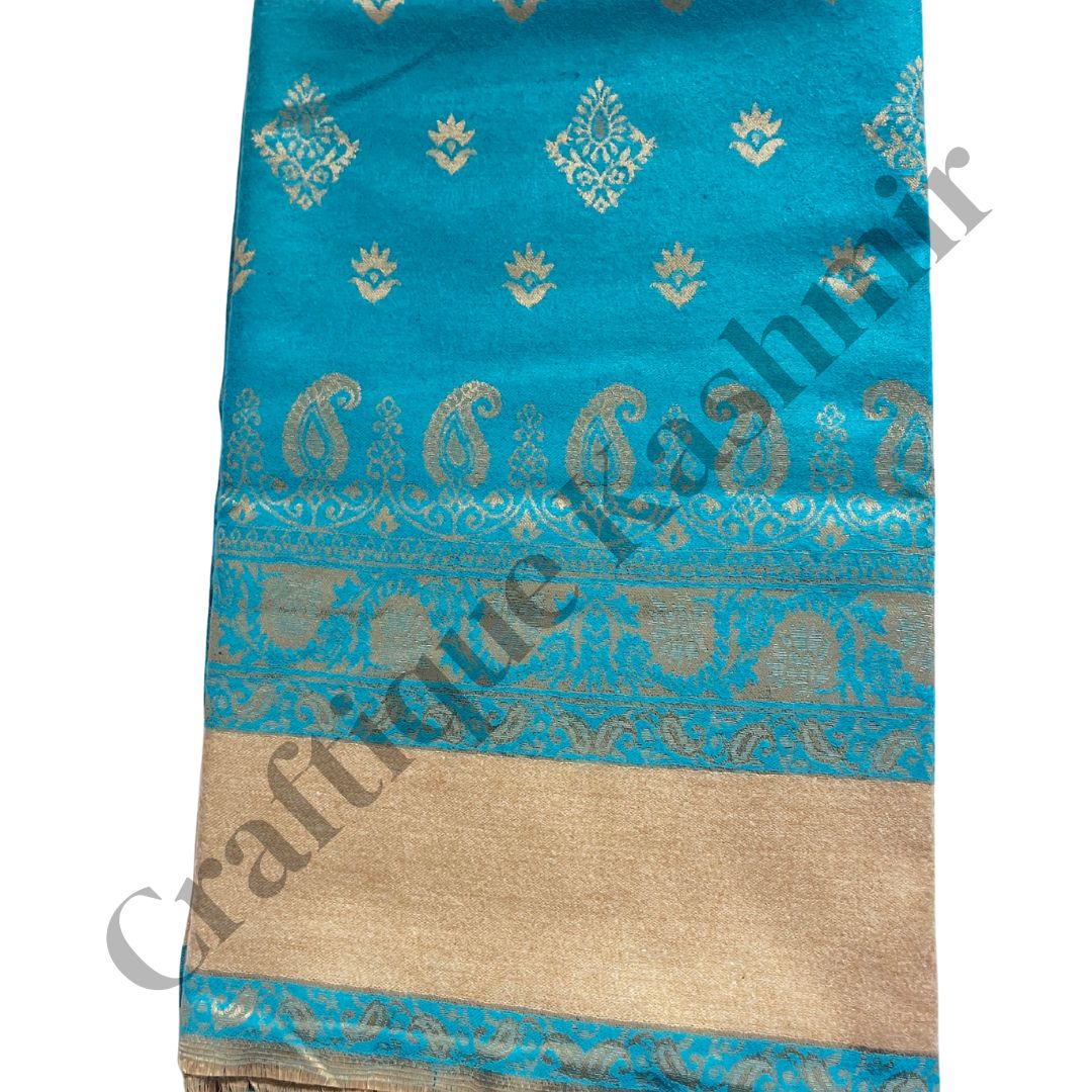 Dual Shade | Blue and Golden | Kashmiri Kani Woolen Shawl | Ladies Winter Shawl