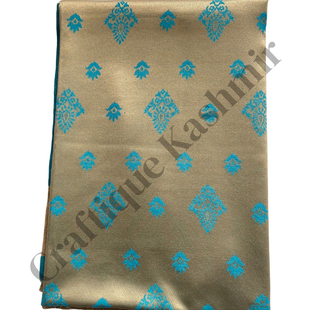 Dual Shade | Blue and Golden | Kashmiri Kani Woolen Shawl | Ladies Winter Shawl