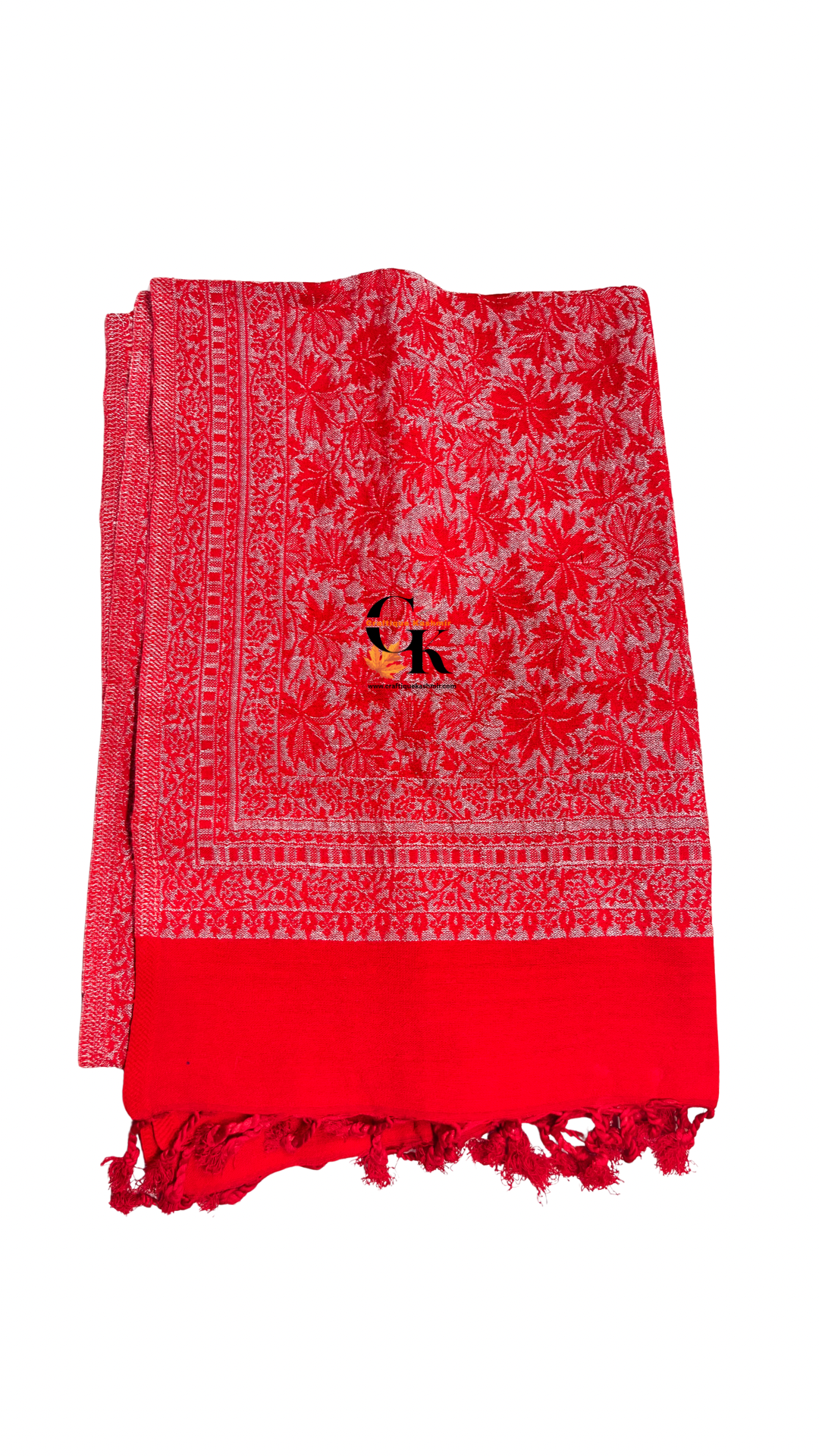 Premium Modal Stole | Blood Red Colored | Chinar Leaf Pattern