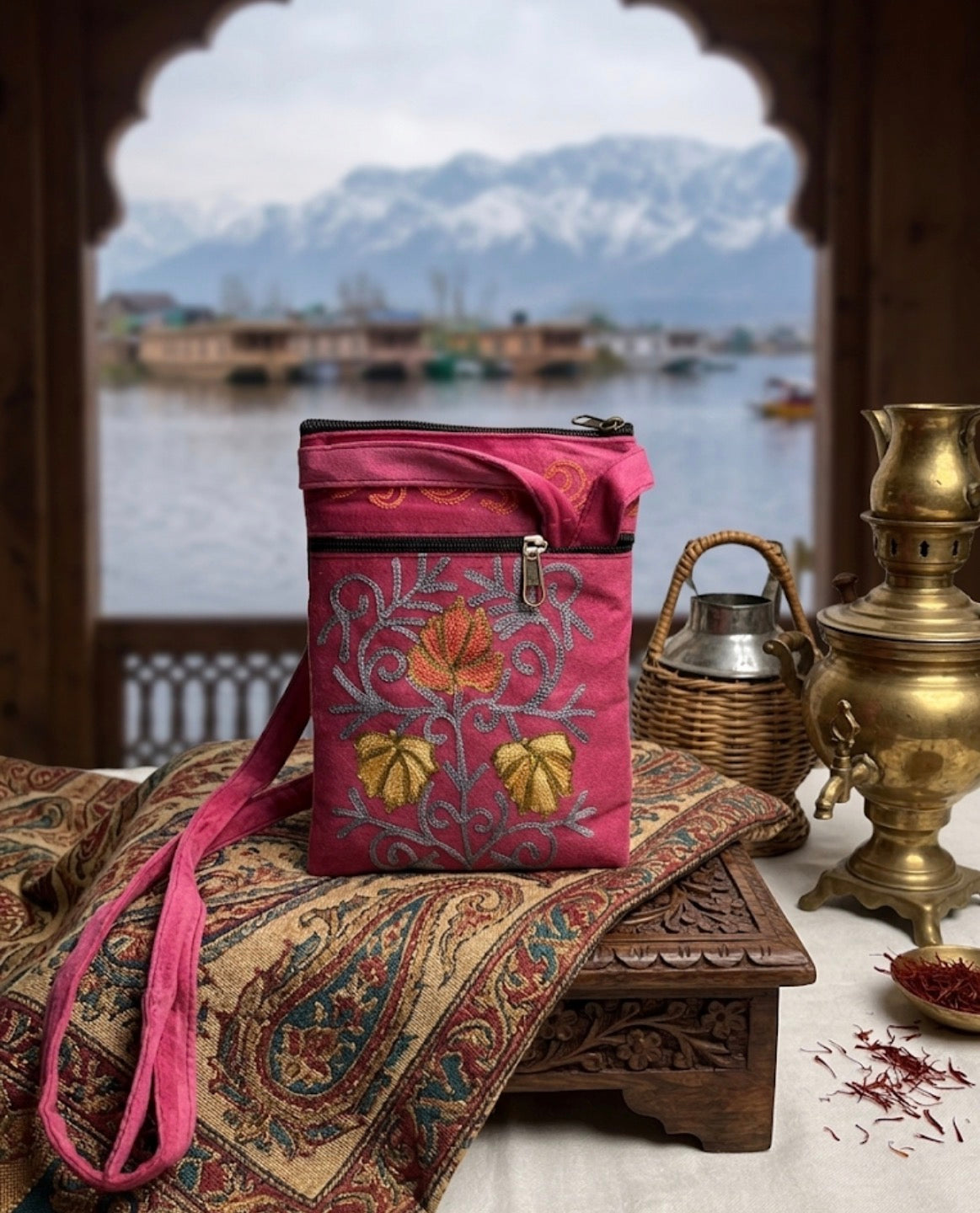 Craftique Kashmiri Embroidered Sling Bag | Chinar Vine