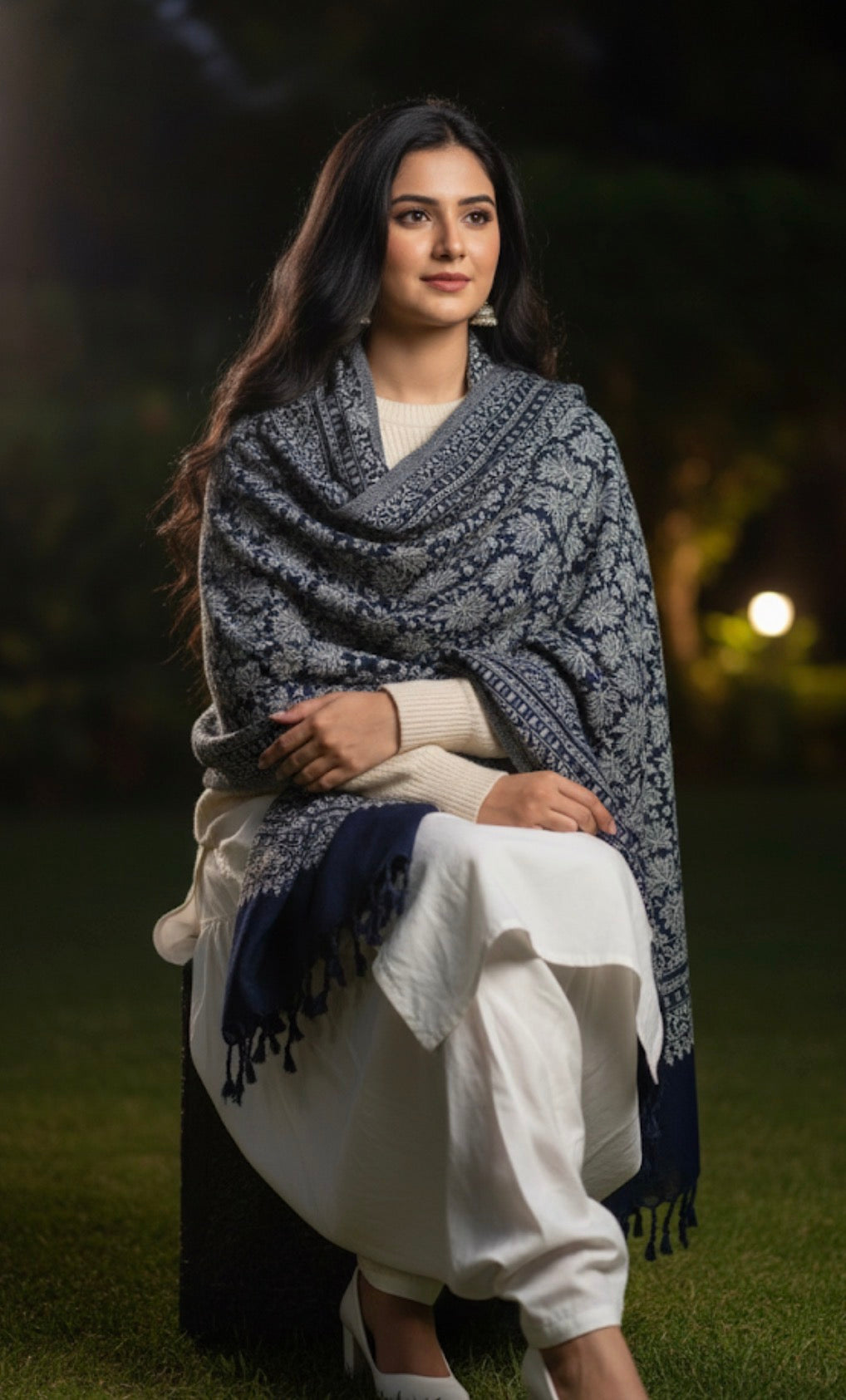 Premium Modal Stole | Black Colored | Chinar Leaf Pattern