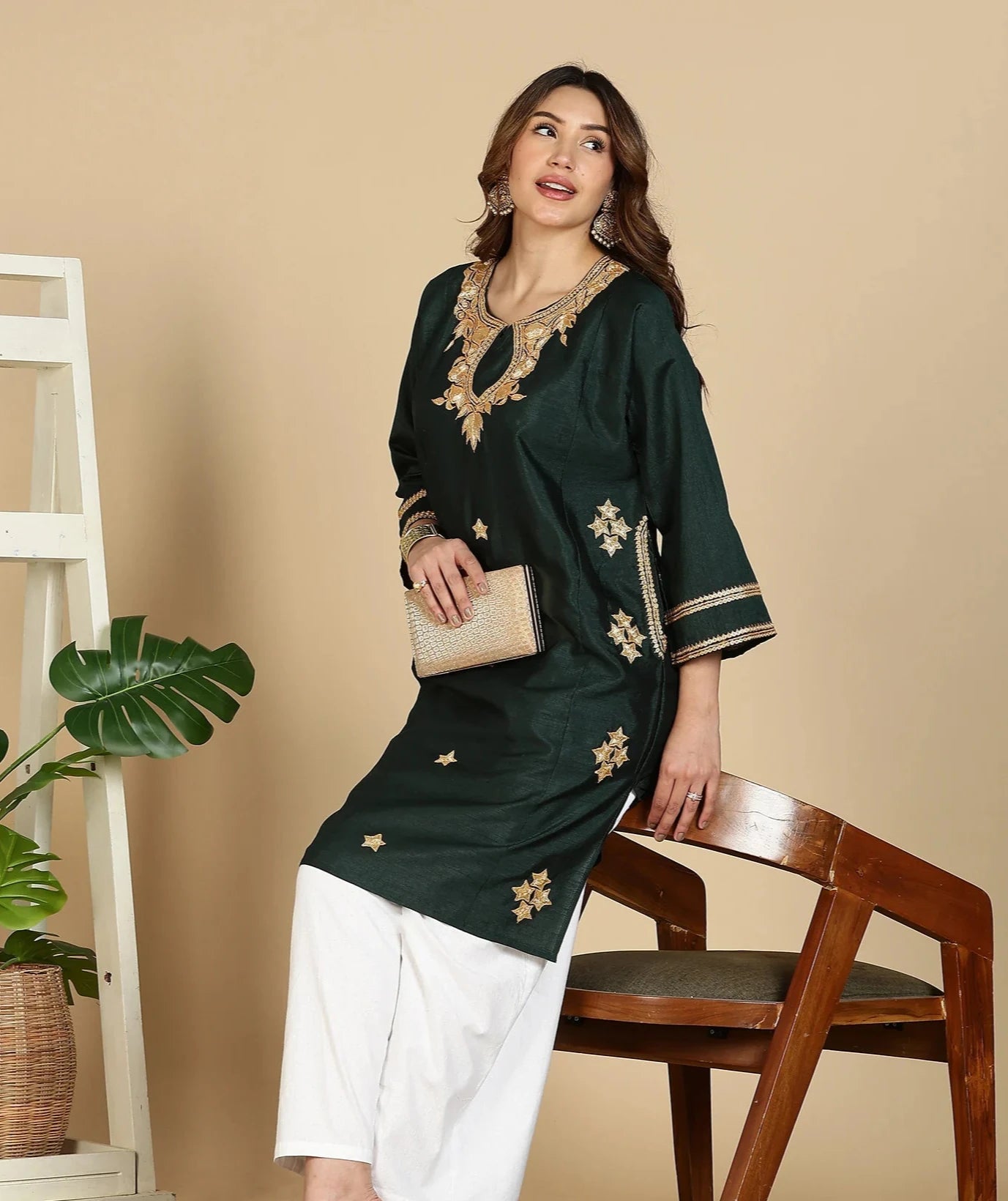 Silk Pheran | Tilla Embroidered | Black Forest Green
