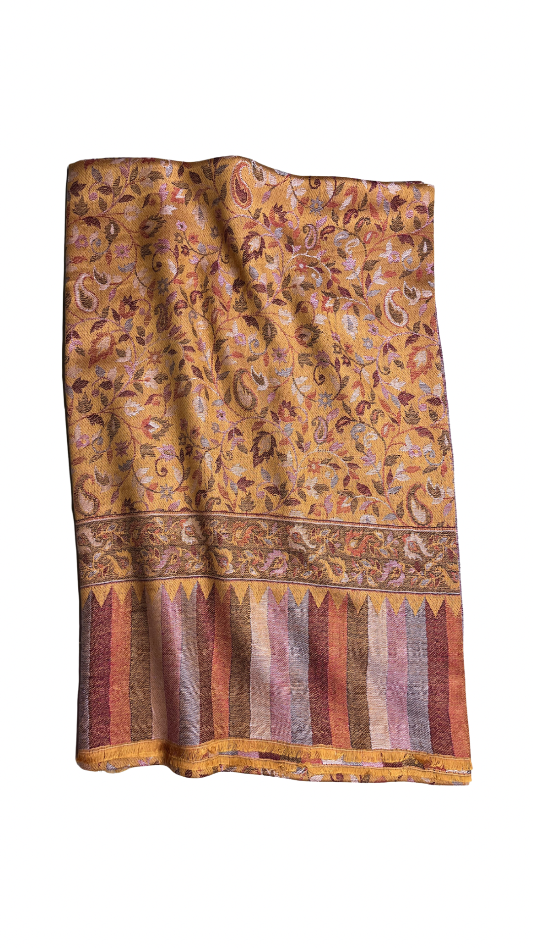 Premium Tussar Silk Full Shawl | Golden Kaani Silk Shawl | Self Woven Kaani Tussar Silk Shawl