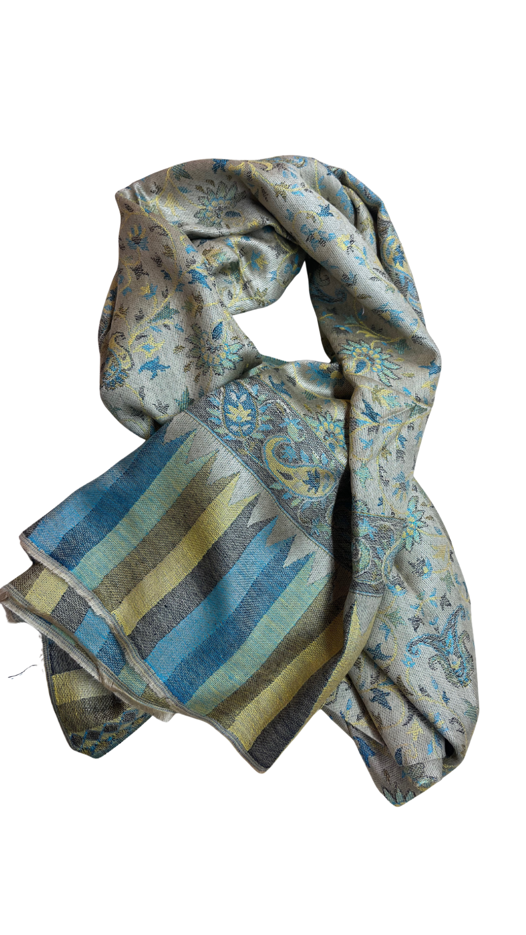 Premium Tussar Silk Kashmiri Stole | Light Green Colored | Self Woven Kani Stole