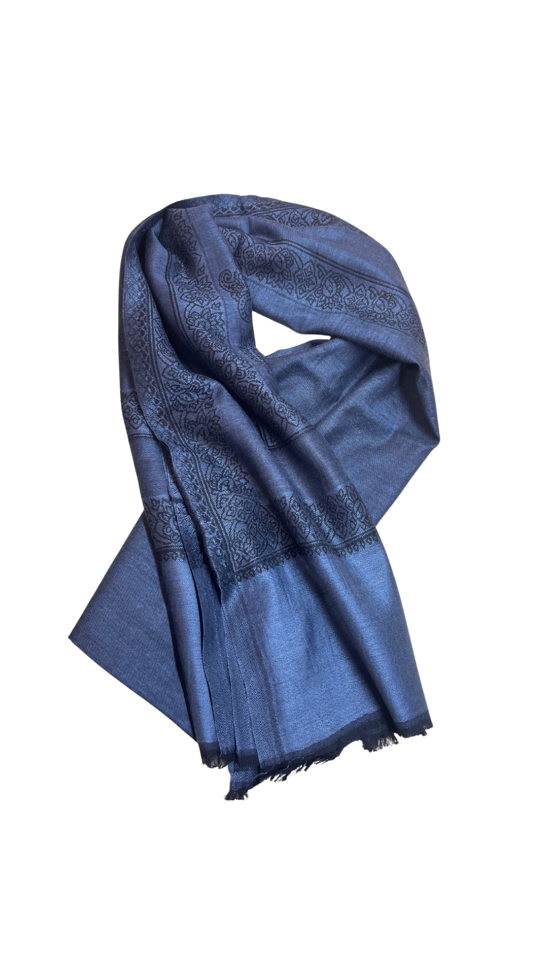 Feather Soft Grey Kashmiri Stole | Self Woven Tussar Silk Stole