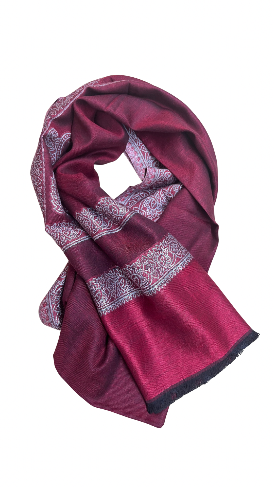 Feather Soft Magenta Kashmiri Stole | Self Woven Tussar Silk Stole