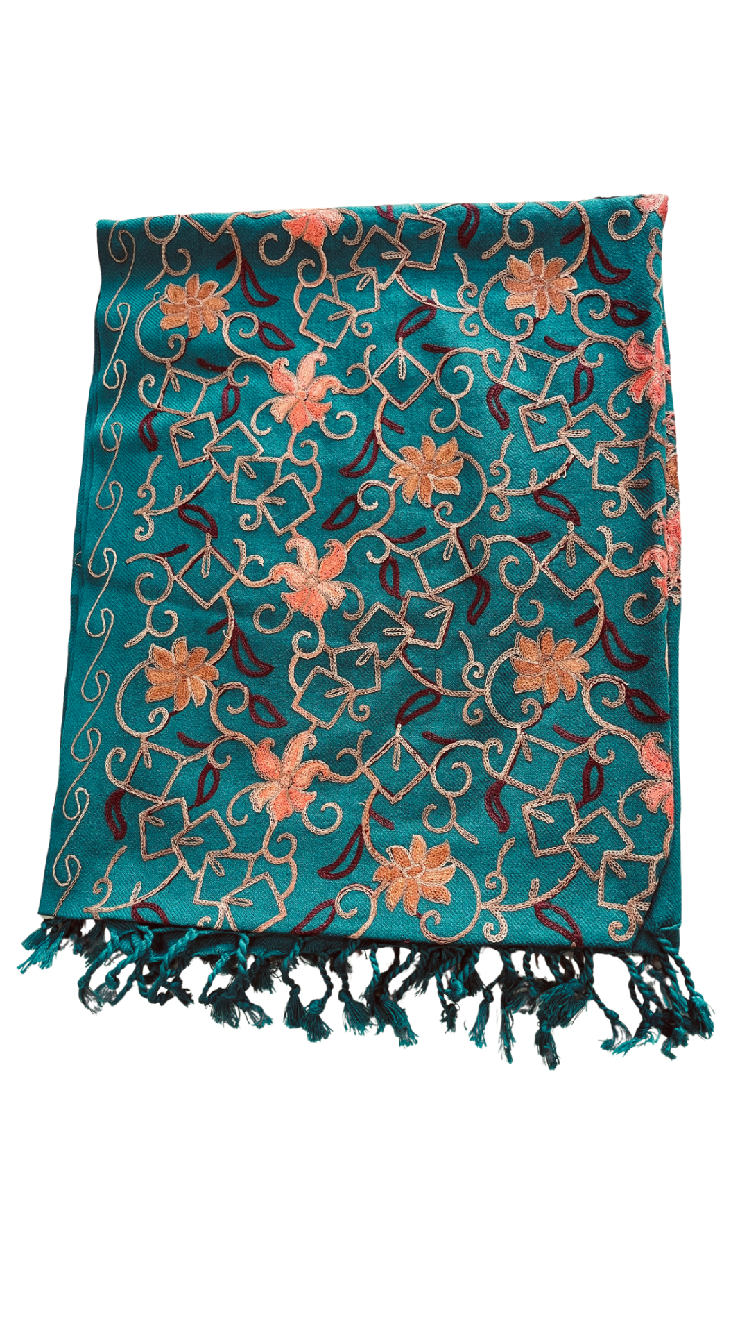 Aari Embroidered Green Shawl | Kashmiri Woolen Shawl | Ladies Shawl