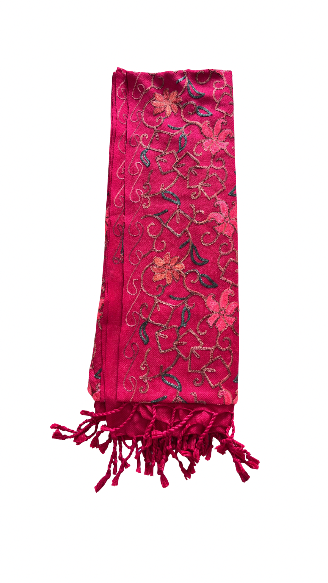 Kashmiri Embroidered  Stole | Red Colored | Aari Embroidered
