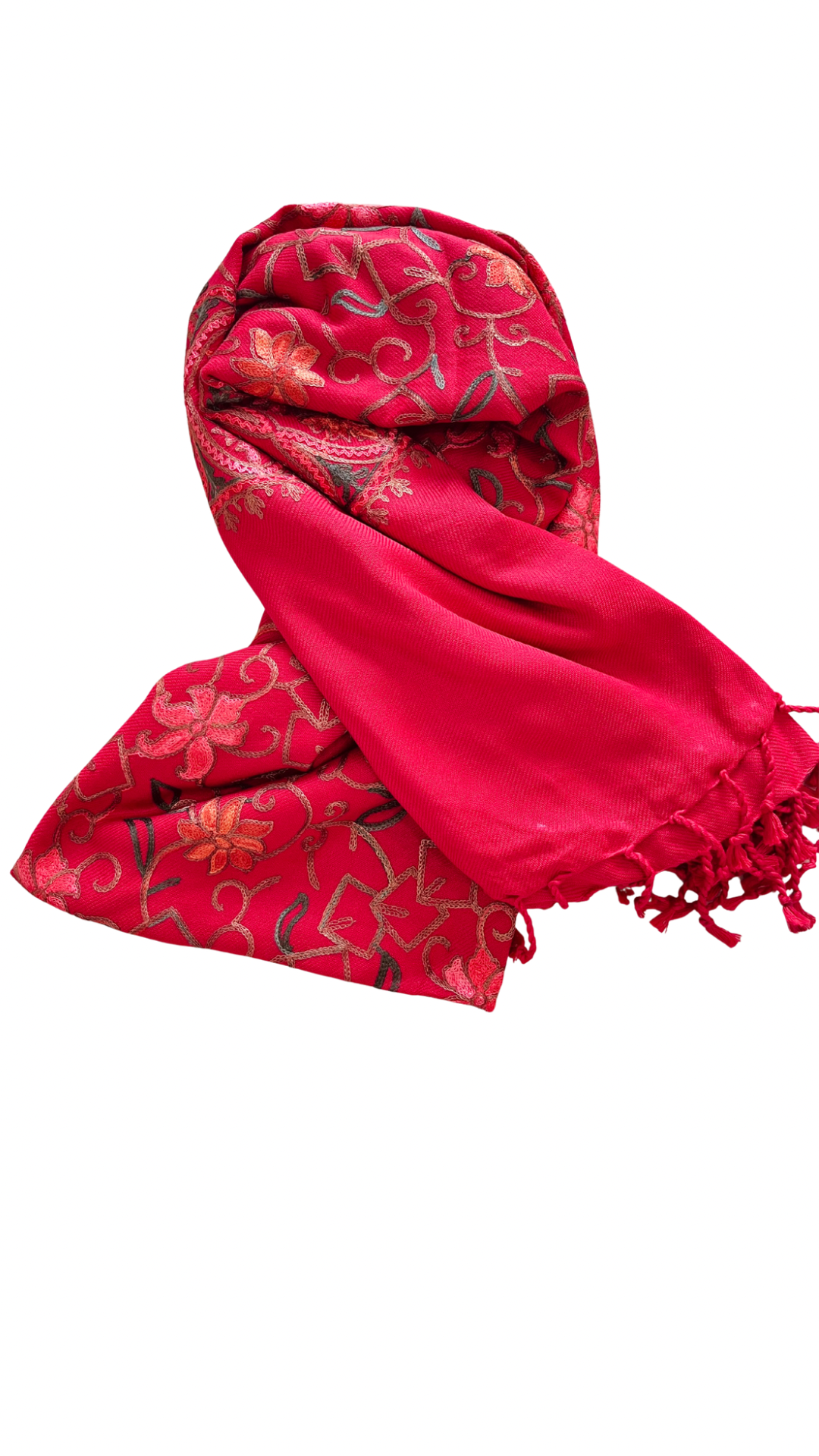 Kashmiri Embroidered  Stole | Red Colored | Aari Embroidered