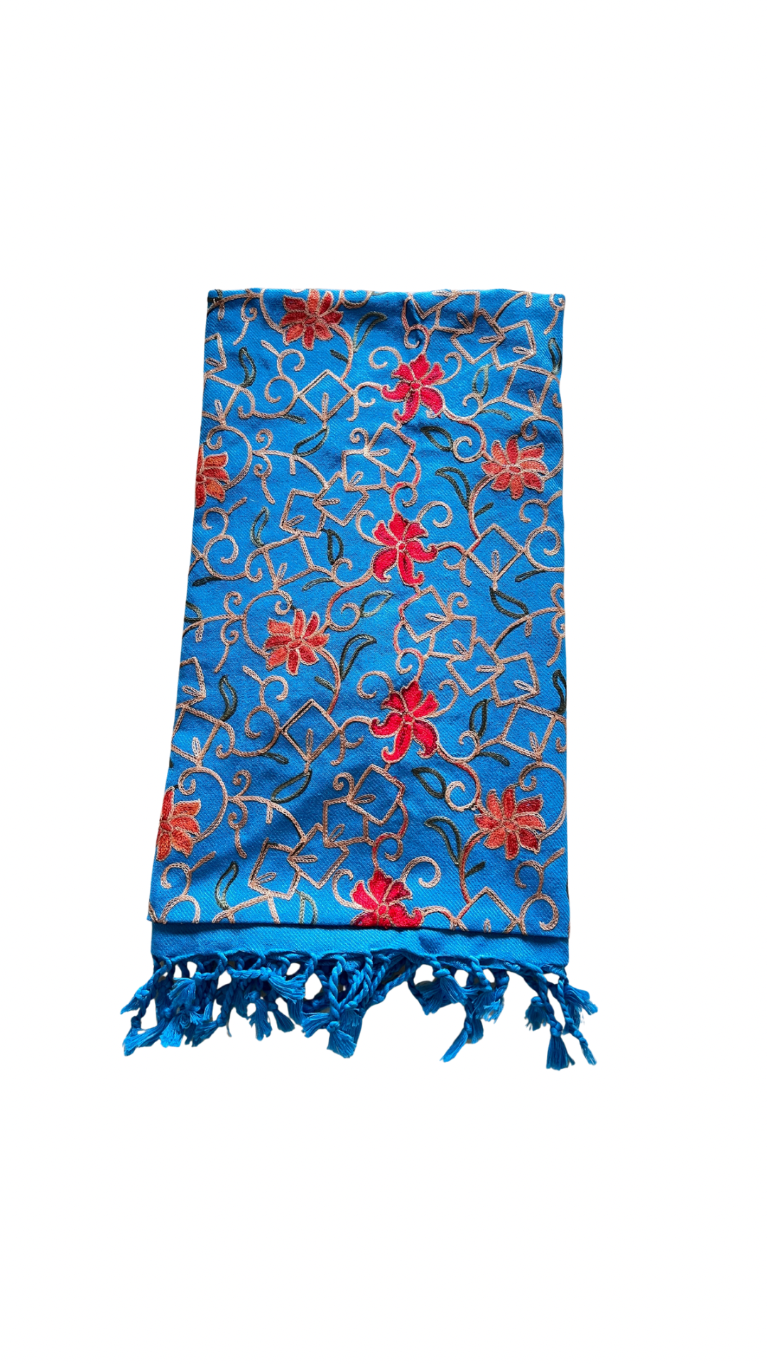 Light Blue Embroidered Shawl | Aari Embroidered | Kashmiri Woollen Shawl