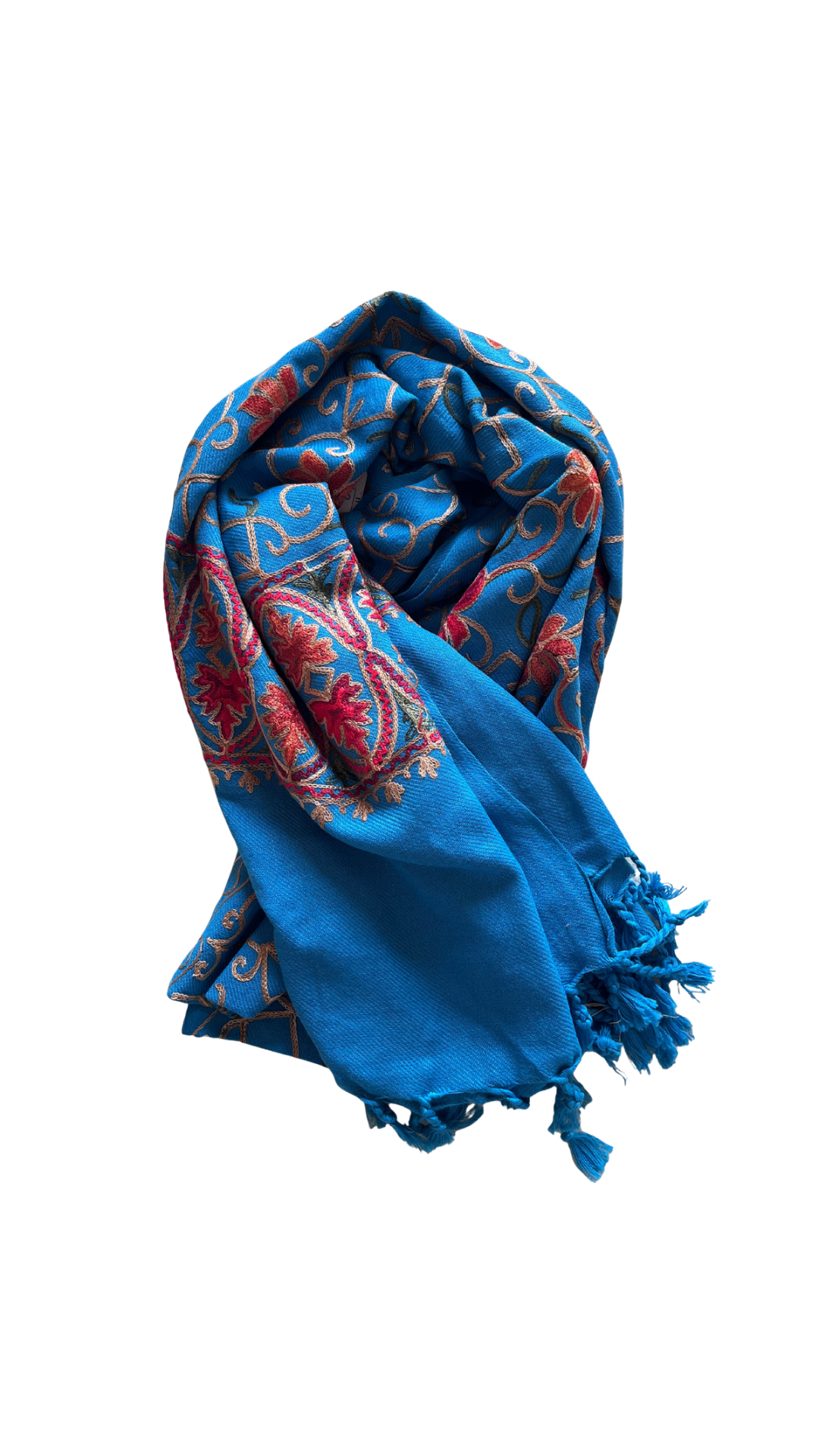 Light Blue Embroidered Shawl | Aari Embroidered | Kashmiri Woollen Shawl
