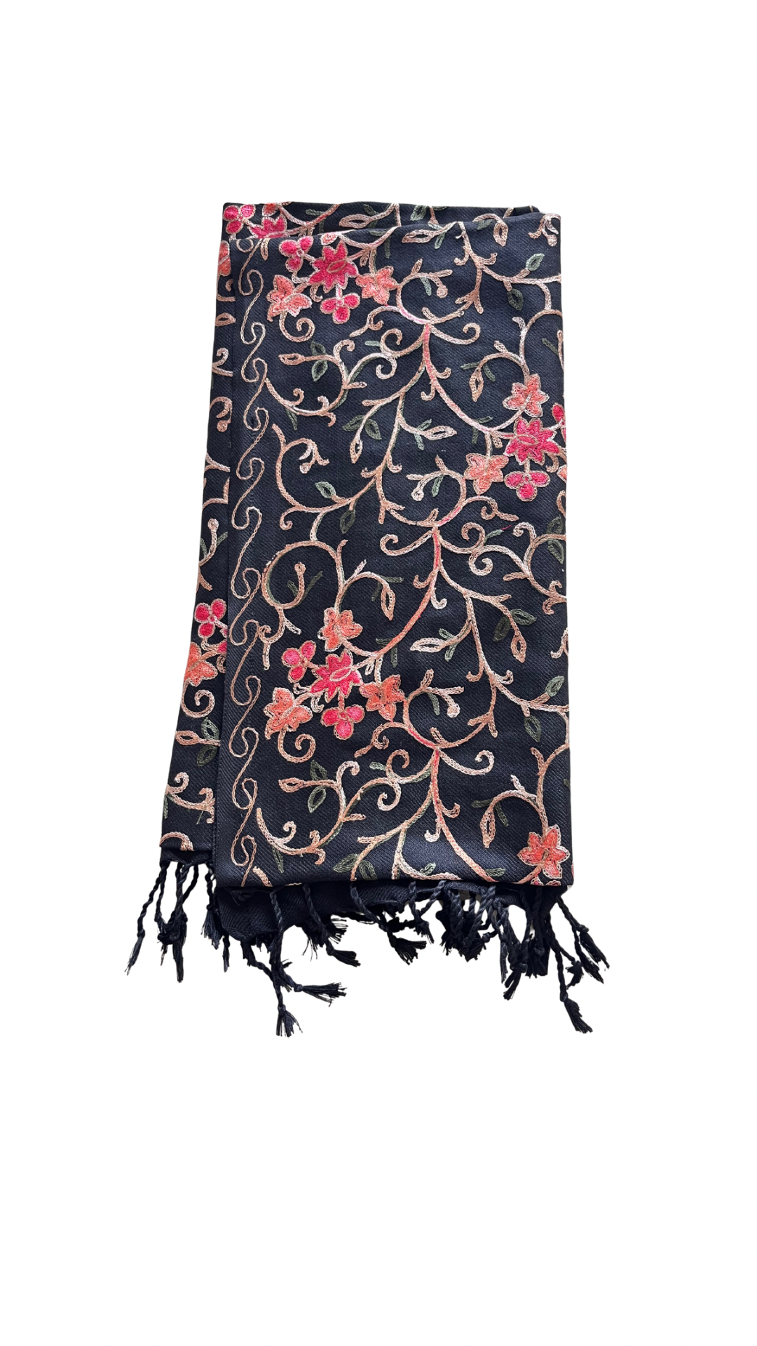 Black Embroidered Shawl | Aari Embroidered | Kashmiri Woollen Shawl