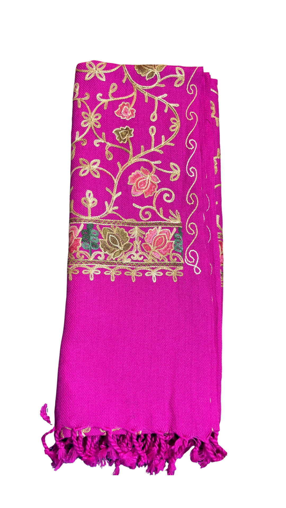Craftique Embroidered Kashmiri Stole | Royal Pink | Aari Embroidered