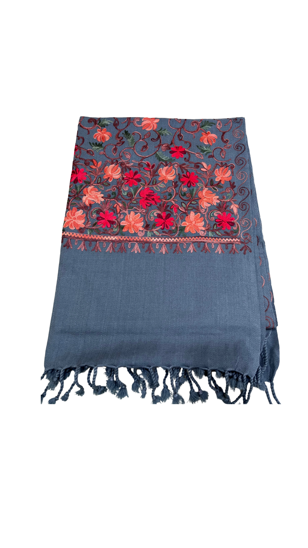 Grey Floral Embroidered | Kashmiri Aari Embroidered Ladies Stole