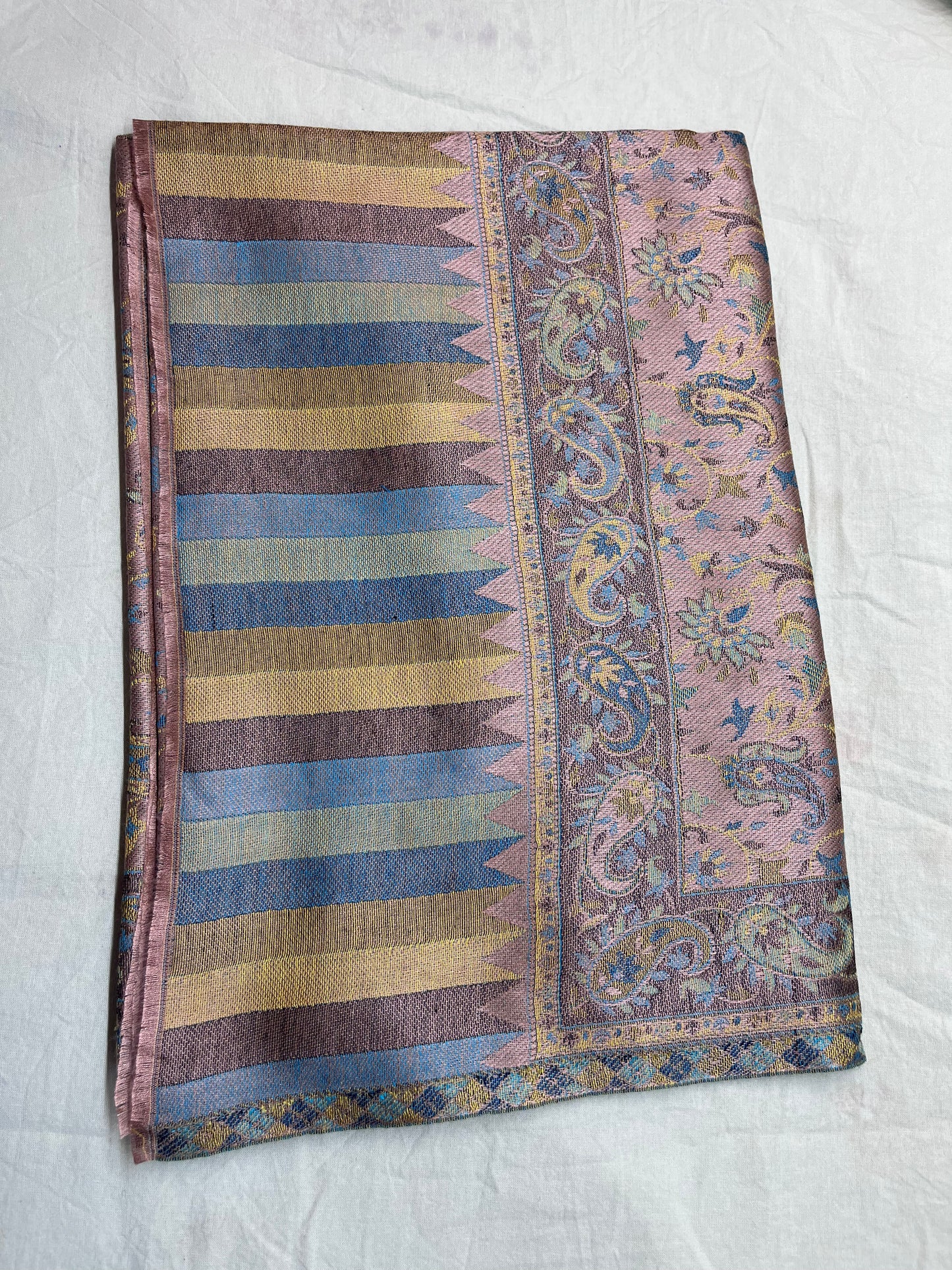 Premium Tussar Silk Kashmiri Stole | Light Golden Colored | Self Woven Kani Stole