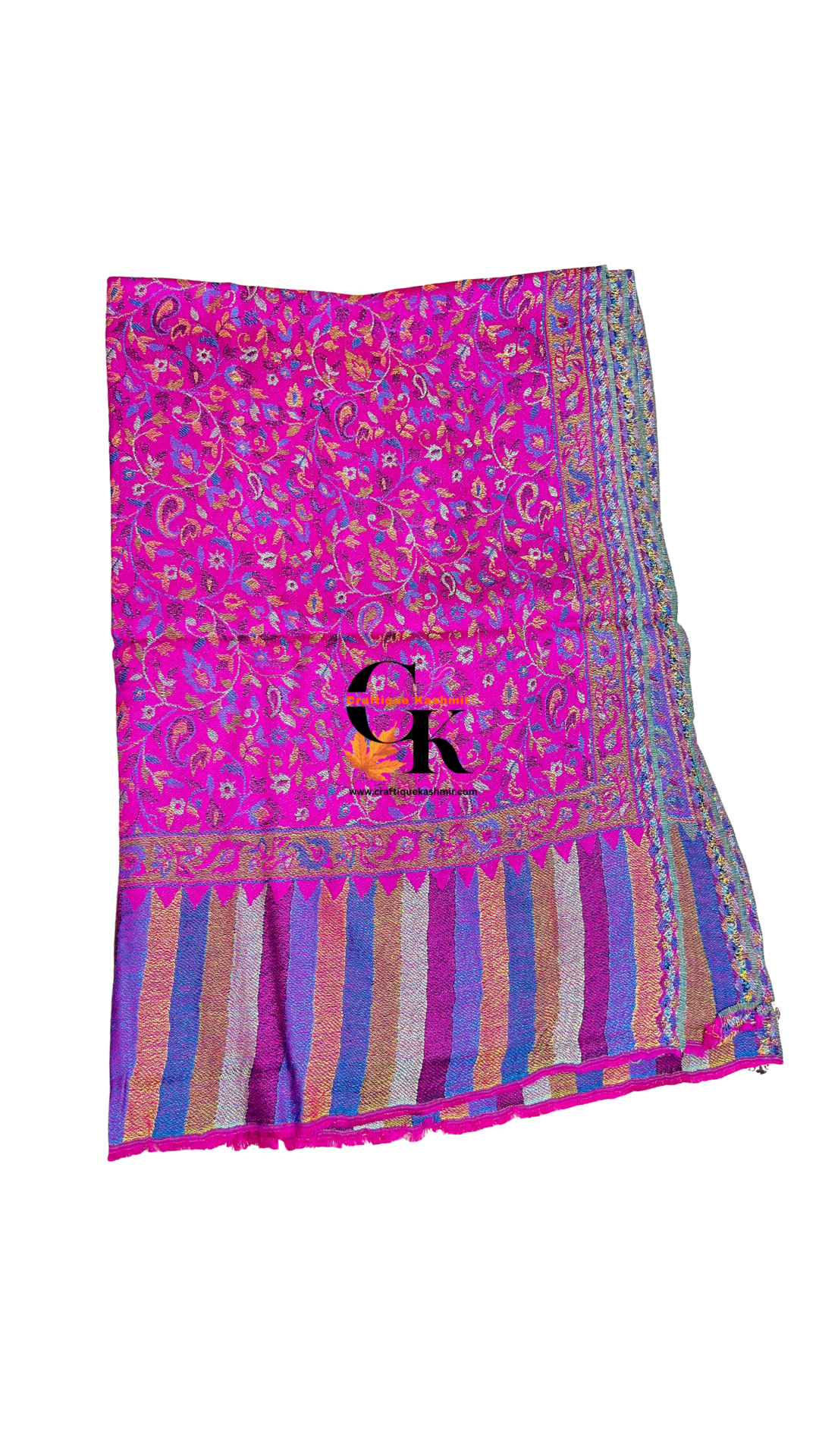 Fine Wool | Kaani Jamawar Ladies Stole | Pink Colored
