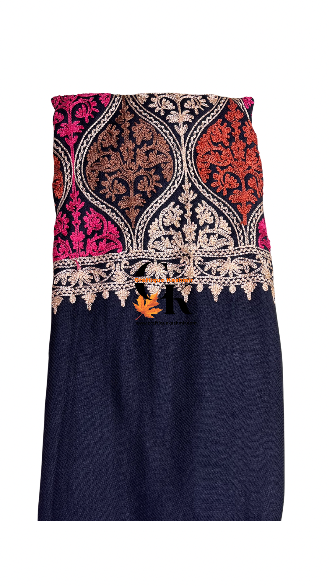 Black Multicolored Embroidered Ladies Shawl | Kashmiri Aari Embroidered
