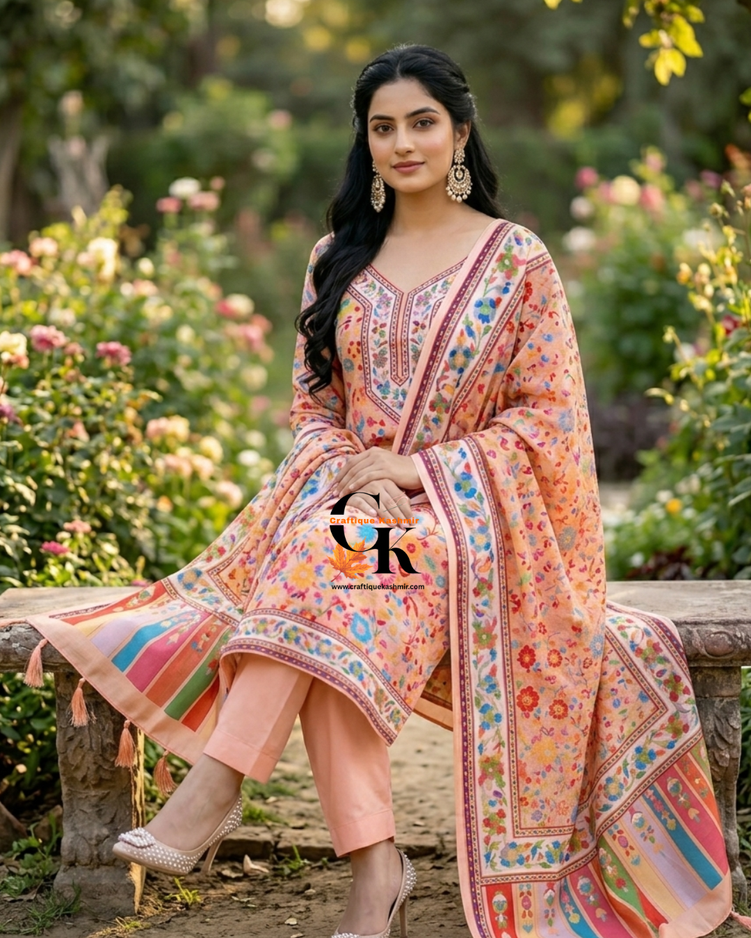 Summer Super Cotton Three Piece Kashmiri Suit | Light Pink and Multicolored Printed Motifs | Un-Stitched Suit, Salwar and Dupatta