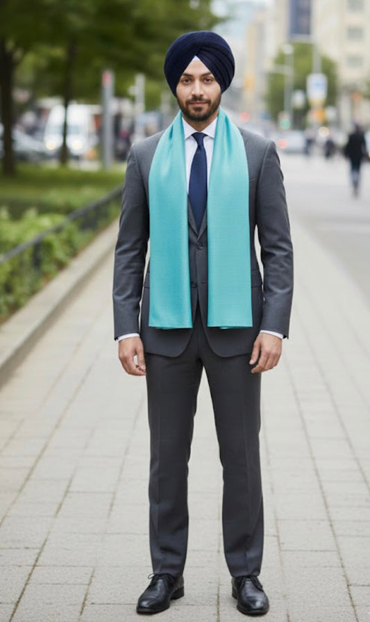 Craftique Extra Soft Blue Teal Colored Woollen Unisex Stole