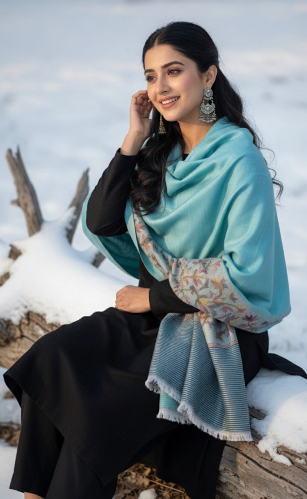 Craftique Kashmir - Combo Offer _ Red Shawl & Teal Blue Stole _ Kani Embroidered