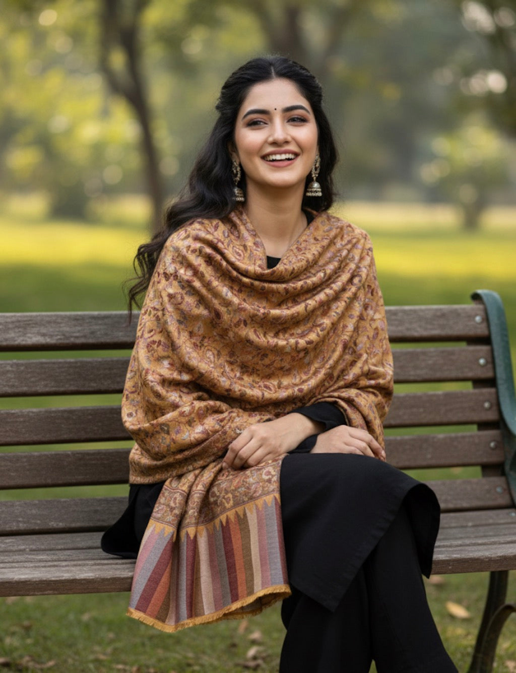 Craftique Kashmir - Combo Offer _ Golden & Black Kani Embroidered Kashmiri Shawls