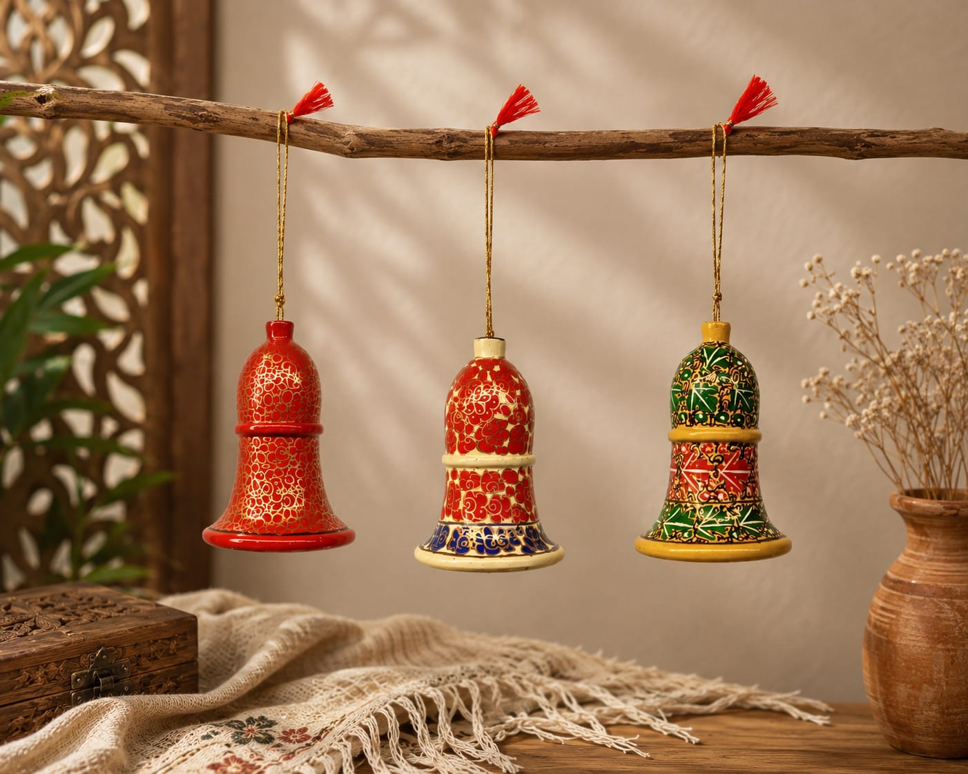 Decorative Paper Mâché Bells | Handmade | Set of 3
