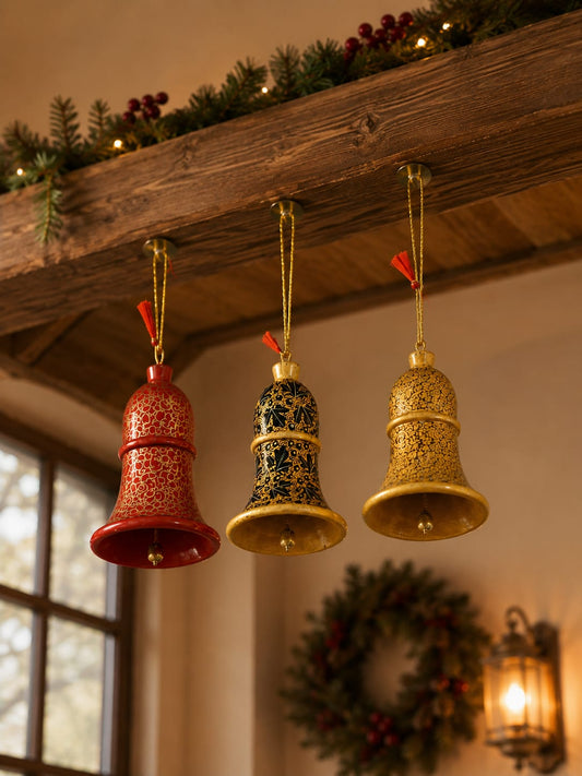 Decorative Paper Mâché Bells | Handmade | Set of 3