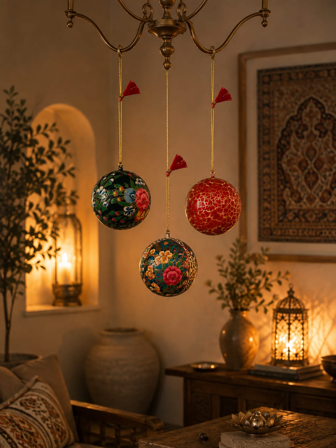 Kashmiri Paper Mache Decorative Balls | Handmade | Set of 3