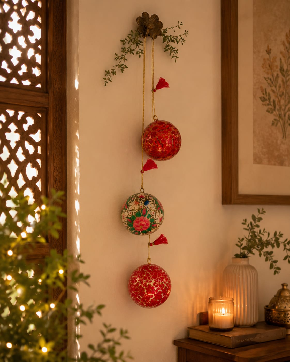Kashmiri Paper Mache Decorative Balls | Handmade | Set of 3
