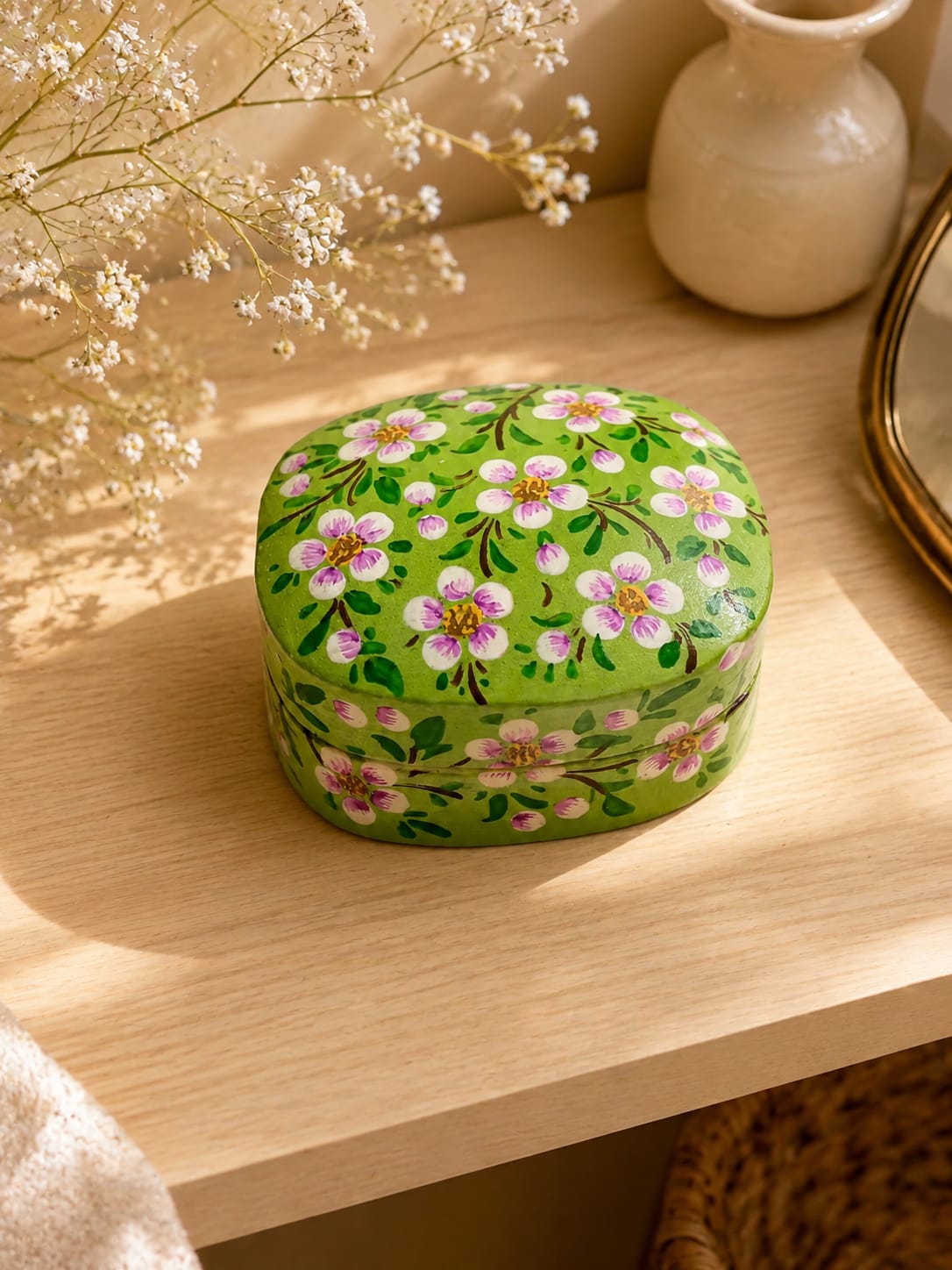 Kashmiri Paper Mache Trinket Box | Handmade | 3 Inch