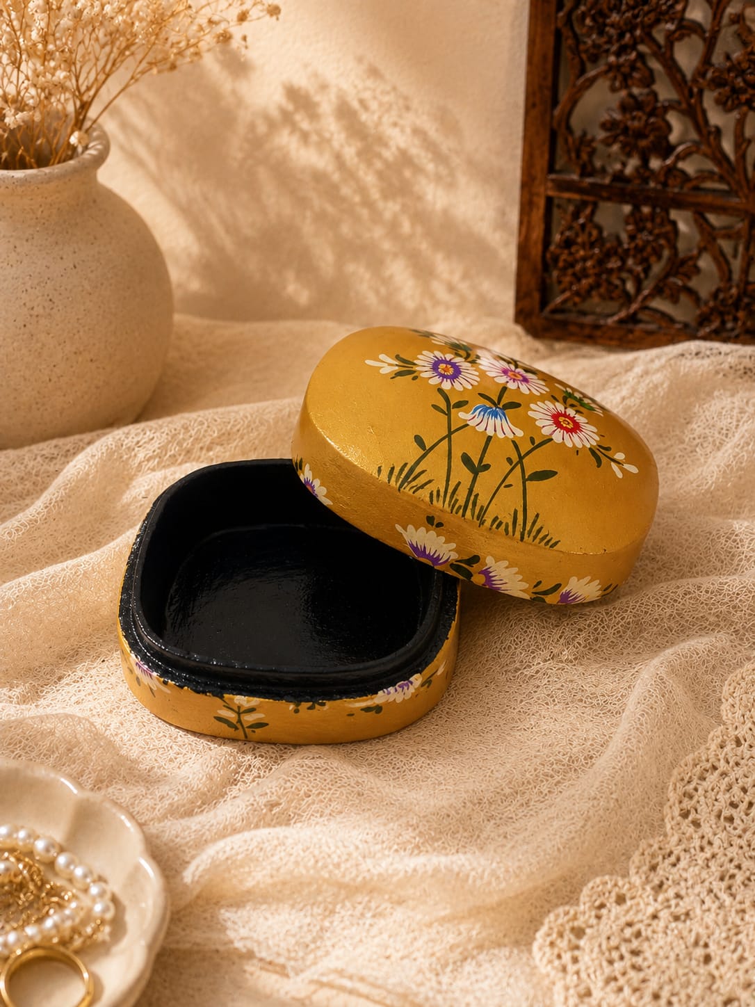 Kashmiri Paper Mache Trinket Box | Handmade | 3 Inch