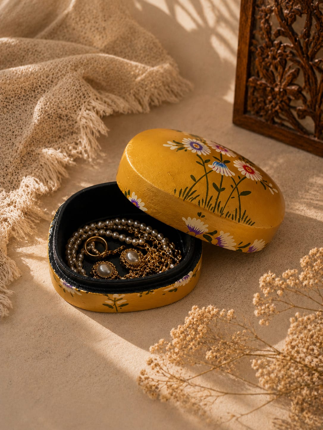 Kashmiri Paper Mache Trinket Box | Handmade | 3 Inch