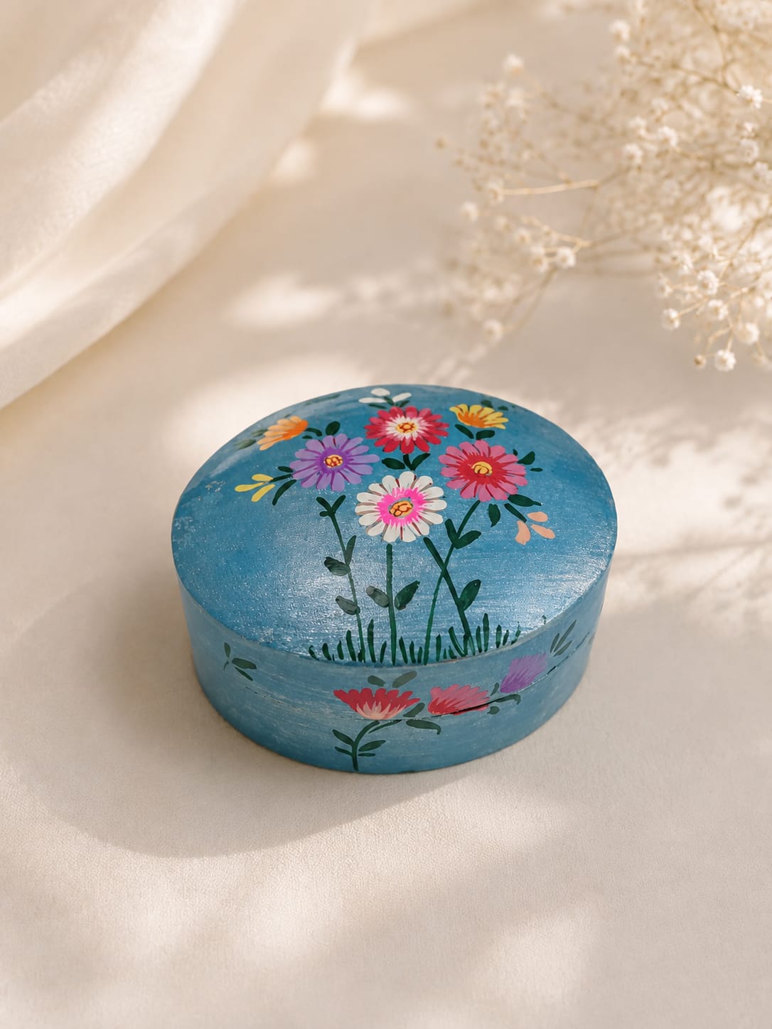 Kashmiri Paper Mache Trinket Box | Handmade | 3 Inch