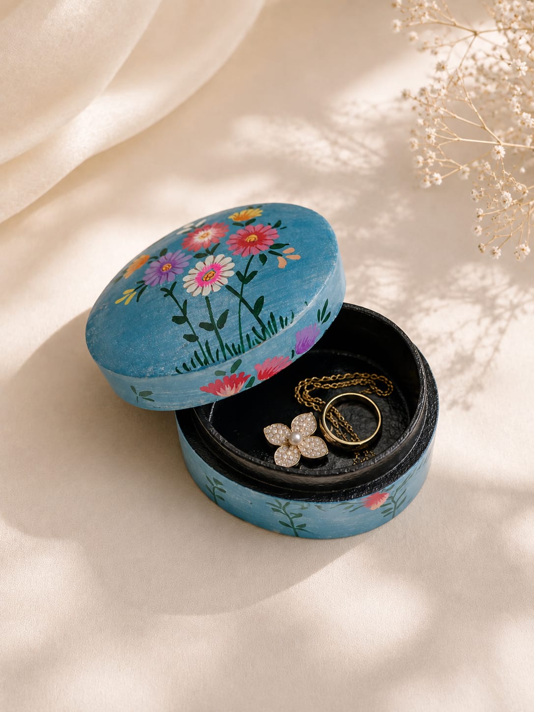 Kashmiri Paper Mache Trinket Box | Handmade | 3 Inch