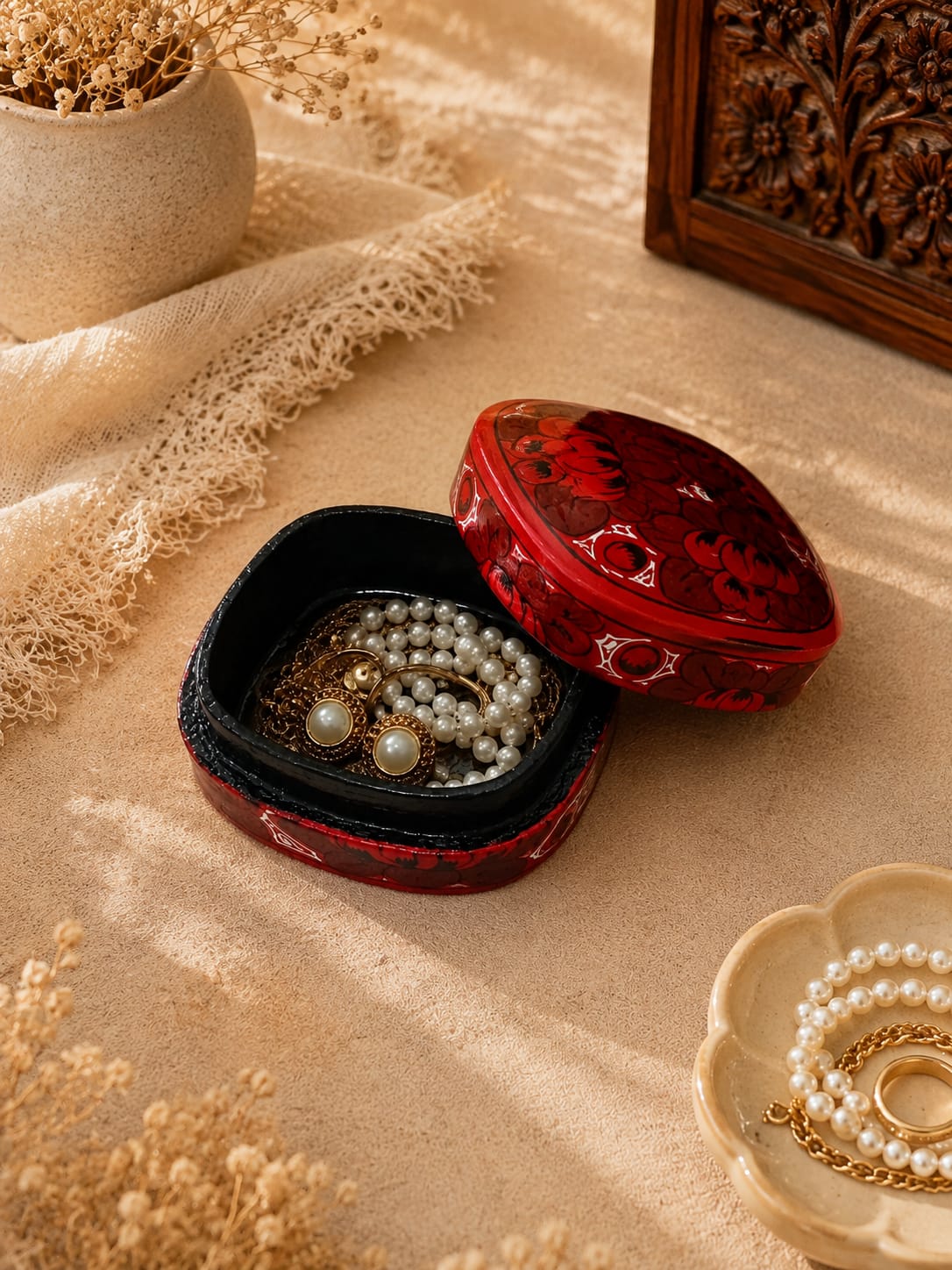 Kashmiri Paper Mache Trinket Box | Handmade | 3 Inch