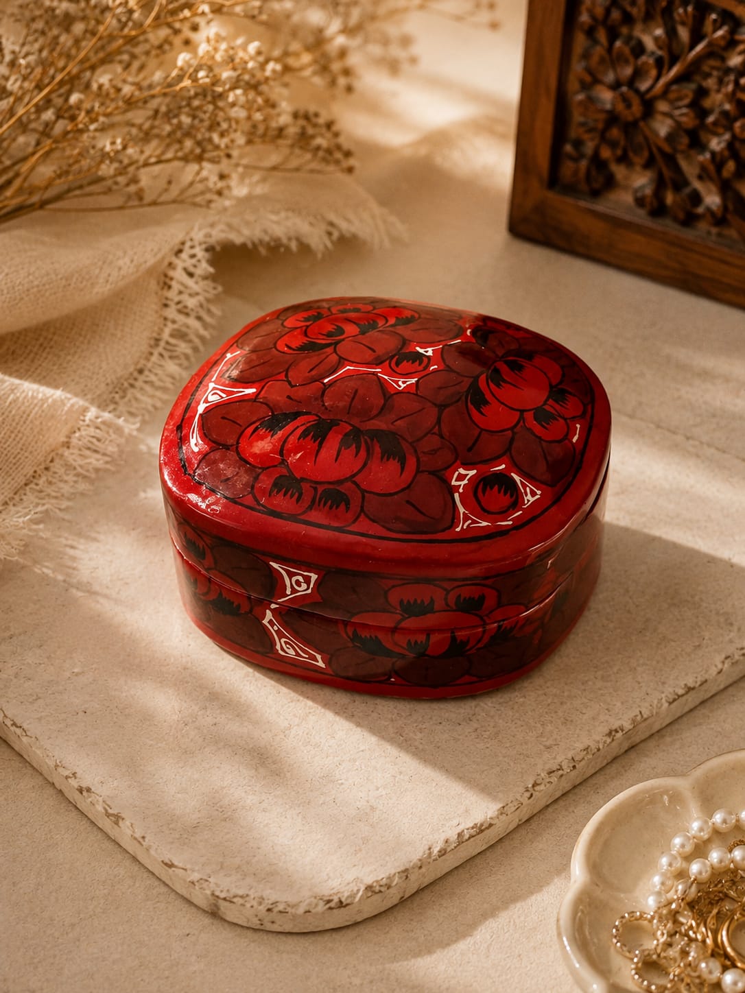 Kashmiri Paper Mache Trinket Box | Handmade | 3 Inch