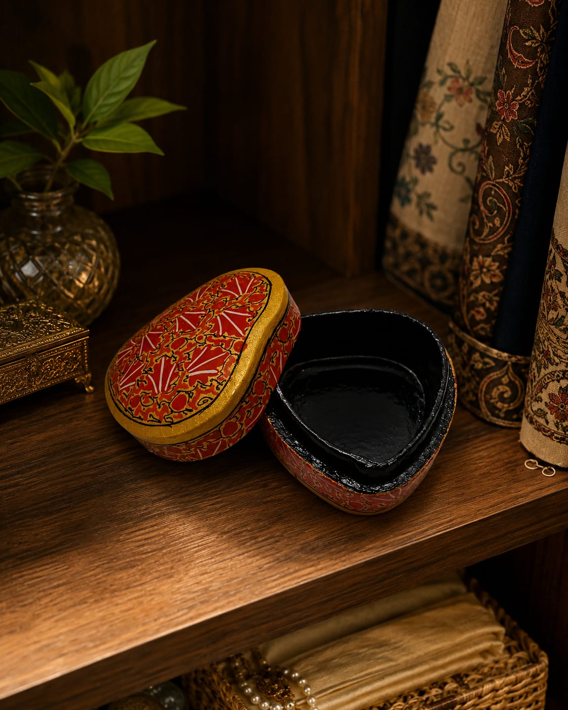 Kashmiri Paper Mache Trinket Box | Handmade | 3 Inch