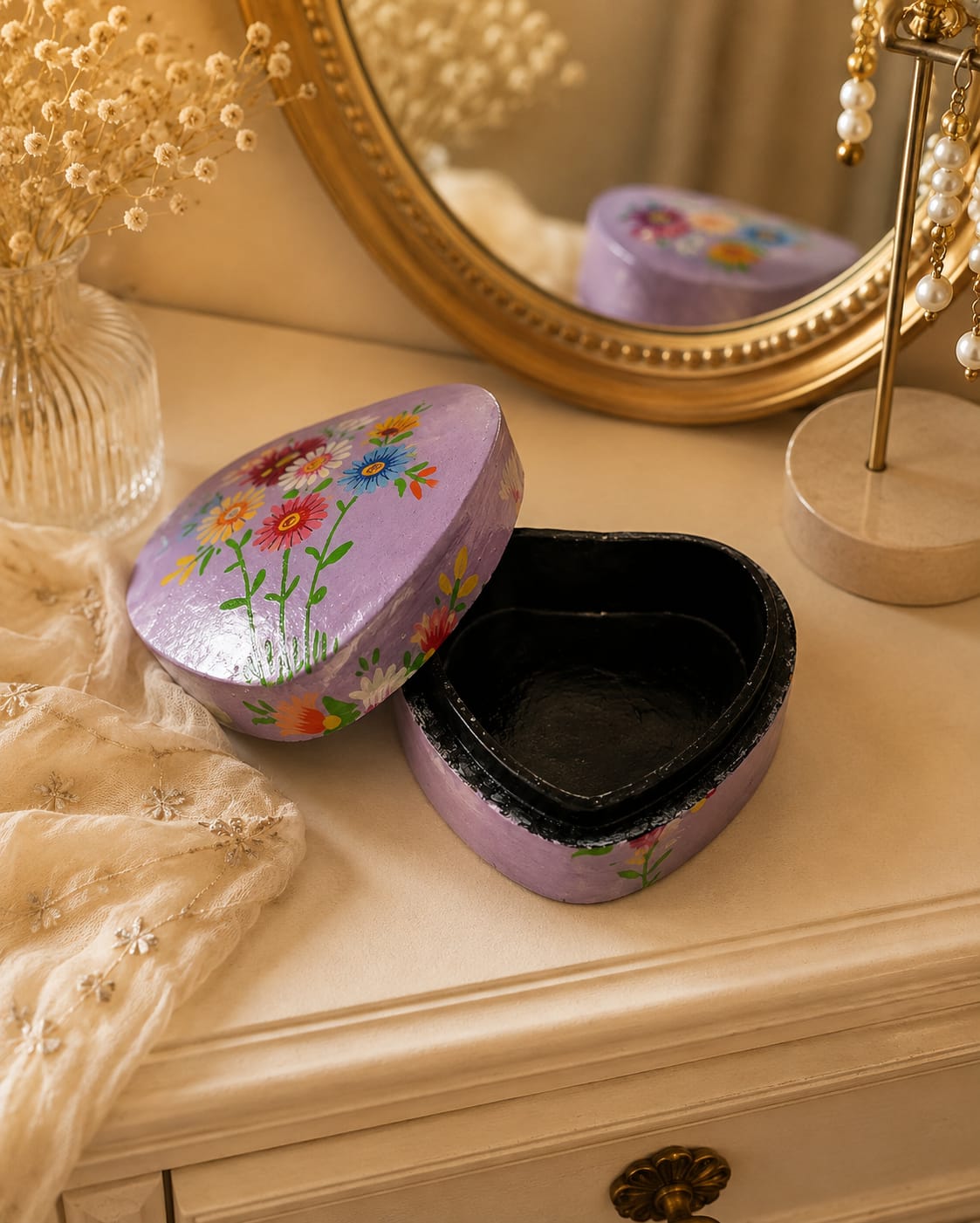 Kashmiri Paper Mache Trinket Box | Handmade | 3 Inch