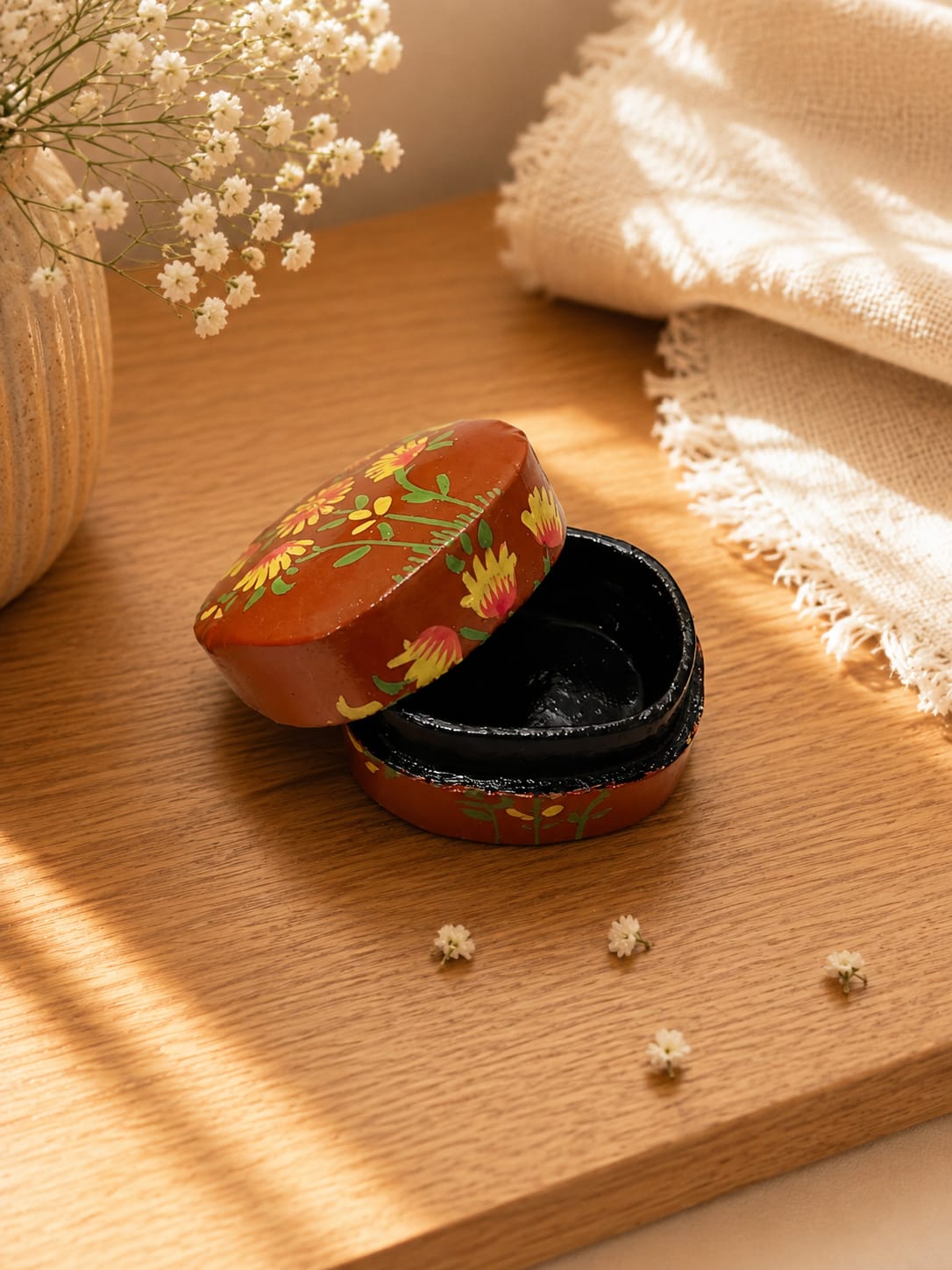 Kashmir Paper Mache Trinket Box | Handmade | 2 Inch |