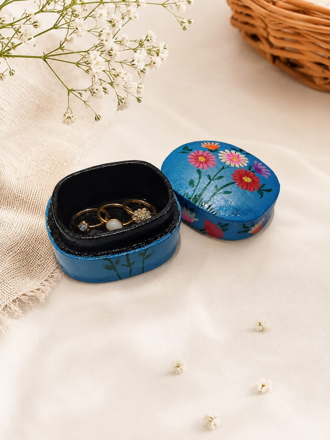 Kashmir Paper Mache Trinket Box | Handmade | 2 Inch |