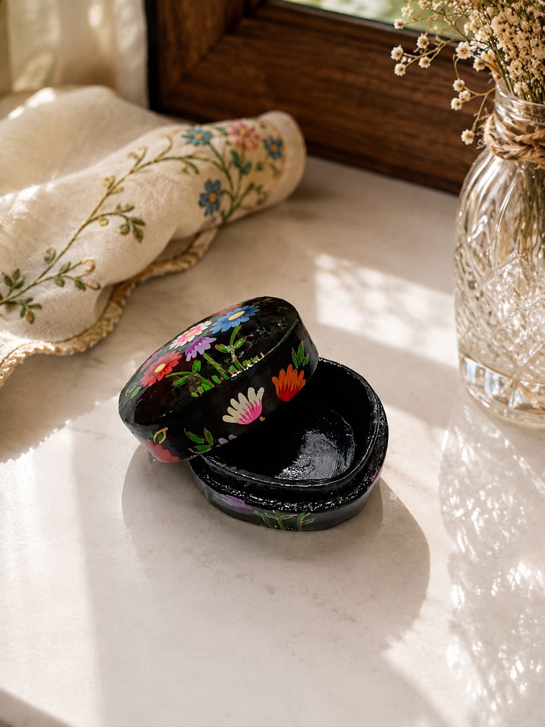 Kashmir Paper Mache Trinket Box | Handmade | 2 Inch |