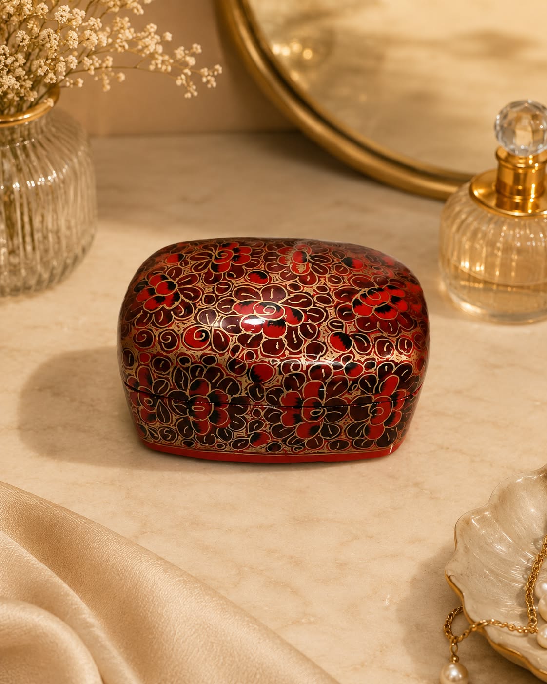 Handcrafted Kashmiri Paper Mache Trinket Box