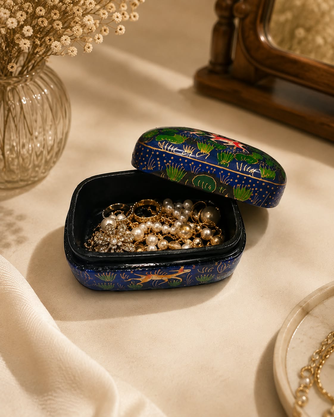 Handcrafted Kashmiri Paper Mache Trinket Box