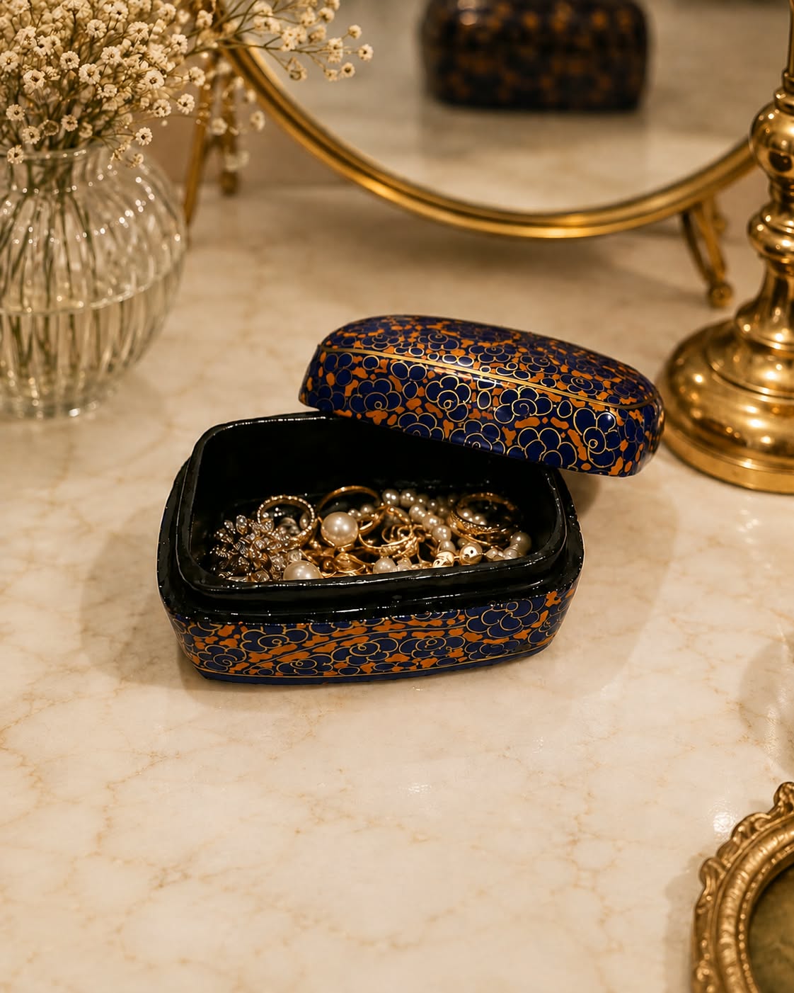 Handcrafted Kashmiri Paper Mache Trinket Box