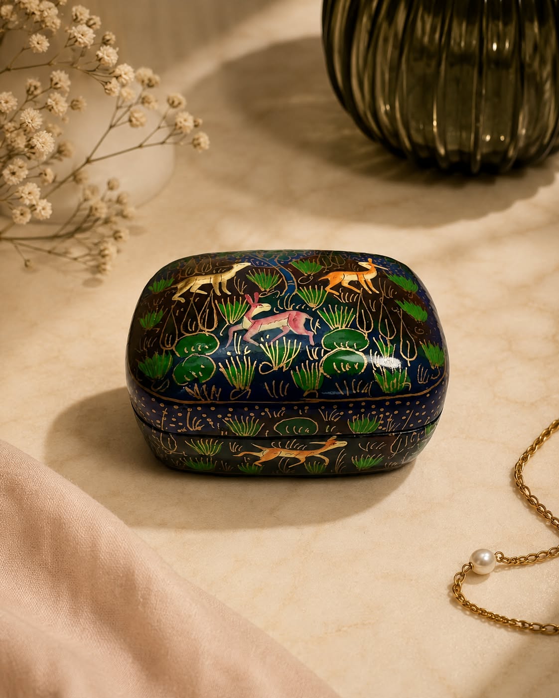 Handcrafted Kashmiri Paper Mache Trinket Box